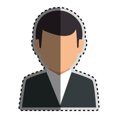 sticker colorful silhouette faceless half body man formal outfit vector illustration