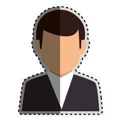 sticker colorful silhouette faceless half body man formal suit vector illustration