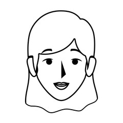 silhouette front view woman with straight short hair vector illustration