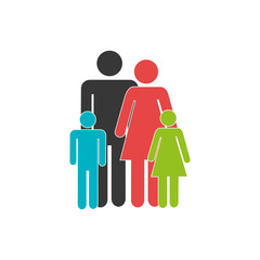 color silhouette pictogram with family group vector illustration