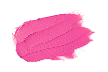 Pink color lipstick stroke on white paper
