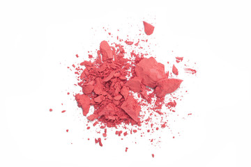 Fototapeta premium Pink color eye shadow powder cracked on background