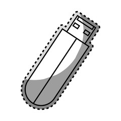 monochrome contour sticker with usb stick vector illustration