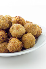 Fried meat meatballs in oil