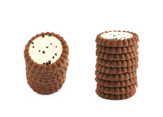 Pile of chocolate cookies isolated
