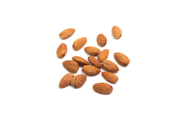Almonds isolated on white background.