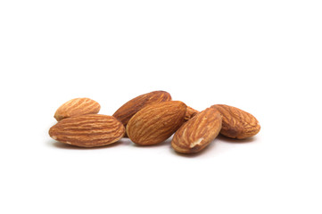 Almonds isolated on white background.
