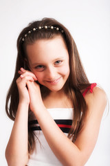 Fototapeta premium little girl over white background