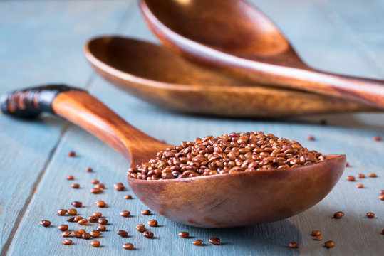 A spoonful of red quinoa