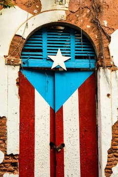 Puerto Rico Flag Painted Door