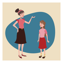 mother and daugther lovely vintage background vector illustration eps 10