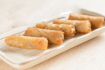 Deep fried spring rolls with pork stuffed