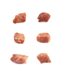 Single piece of fried bacon cube
