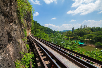 Fototapeta premium Death railway along The River Kwai at Kanchanaburi, Thailand