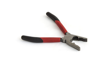 Red pliers isolated on white background