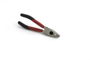 Red pliers isolated on white background