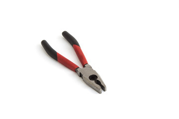 Red pliers isolated on white background