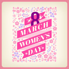 Women's day greeting with floral background