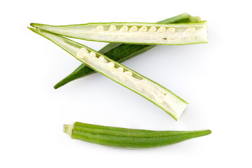Okra Pods On White