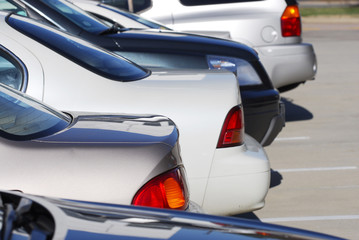 Fototapeta premium closeup on cars in the parking lot in a row