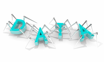 Data Bugs Robots Collecting Information Facts Figures 3d Illustration