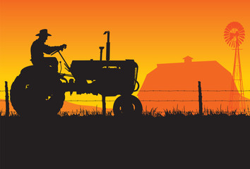 Fototapeta premium Old Farmer Silhouette