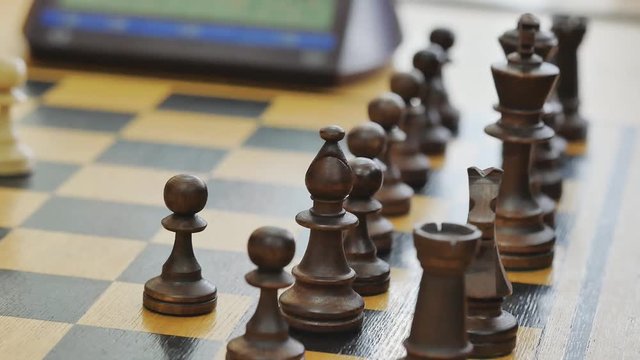chess pieces closeup during the party