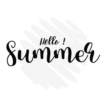 hello summer lettering overlay set. Calligraphy photo graphic design element. Sweet cute inspiration typography.