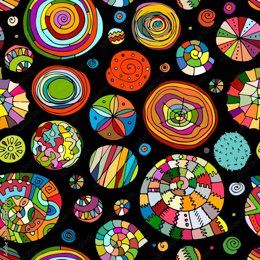 Poster abstract spirals and circles, seamless pattern for your design