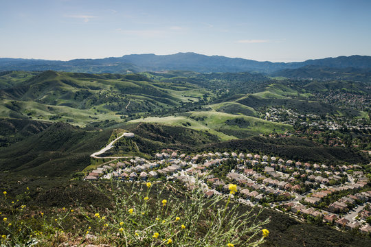 Aerial View of Agoura Hills and Cheeseboro Canyon, Los Angeles County