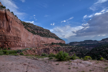 red stone walls of Dolores river canyon near Unaweep-Tabeguache scenic byway
Uravan, Montrose County, Colorado, USA