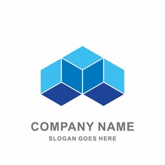 3D Geometric Triangle Hexagon Cube Space Architecture Interior Construction Business Company Stock Vector Logo Design Template 