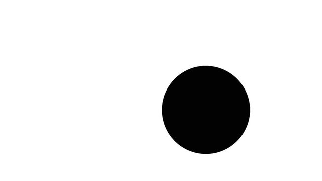 A loader - spinner animation: two balls growing and shrinking in a linear pattern, slow movement. Use: fake mock video buffering / loading. White background.
