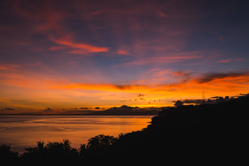 Sunrise over an island