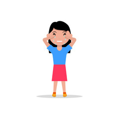 Vector illustration cartoon sad little girl crying