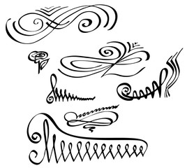 Vector hand written swirl for greeting card and logo. Isolated black doodle drawn with brush and ink on a white background