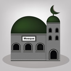 Mosque vintage old building facade icon retro style.