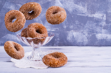 Donuts with sugar and cinnamon