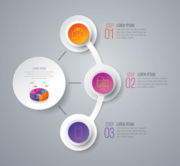 Infographics design vector and business icons with 3 options.