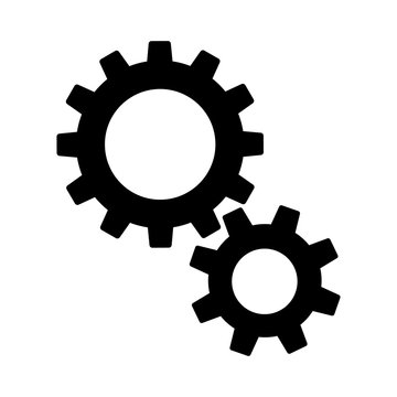 two intersecting gears of black vector illustration