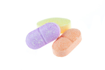 Vitamin C tablets isolated on white