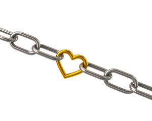 Chain with golden heart link
