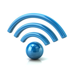 3d illustraion of blue wifi icon