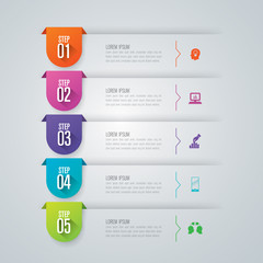 Infographics design vector and business icons with 5 options.
