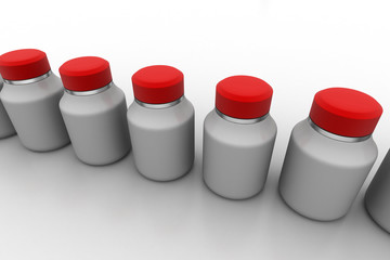 Medicine bottle in a row