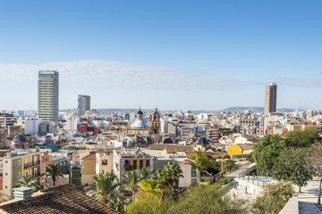 Fototapeta na wymiar Panoramic view of Alicante city, Costa Blanca, Valencia province. Spain.