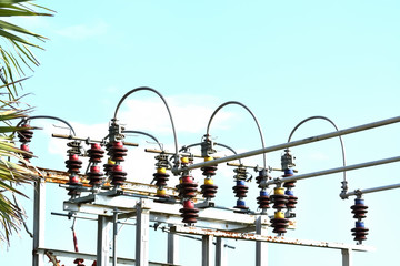 Power substation on blue sky