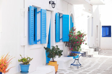 Façade de maison grecque traditionnelle, Grèce