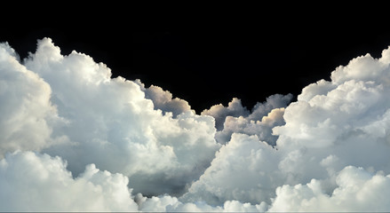 Fototapeta premium paradise sky with large clouds stacked as layers
