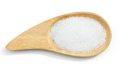 organic sugar in spoon isolated on white background